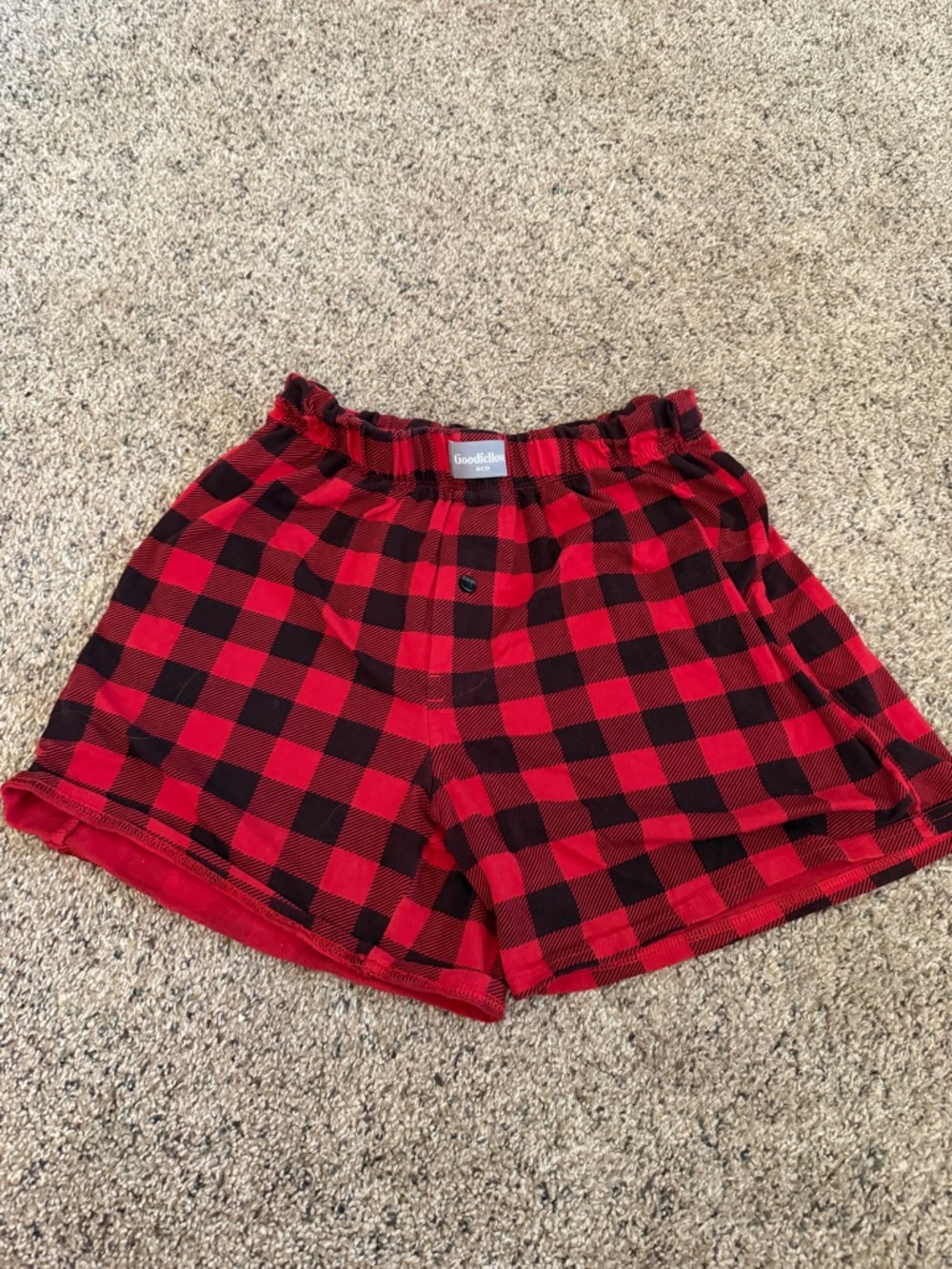 Goodfellow & Co Red and Black Buffalo Plaid Athletic Lounge Shorts